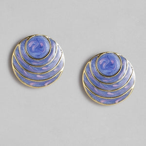 Estele Circular shaped black colour fancy mosaic studs for women