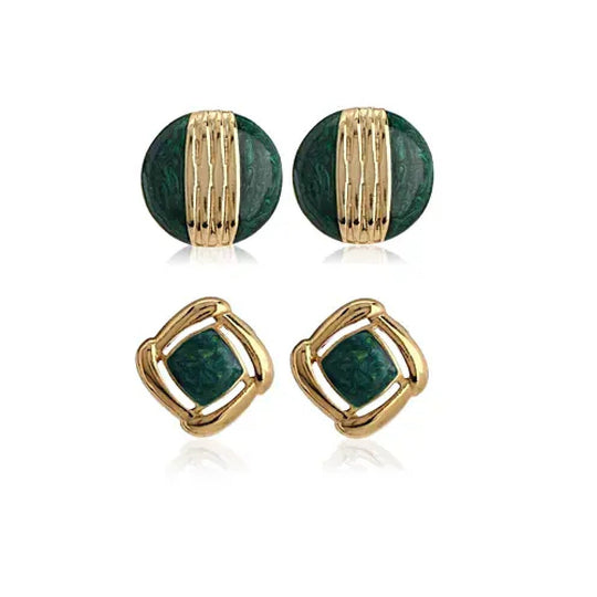 Green Enamel Earrings Combo