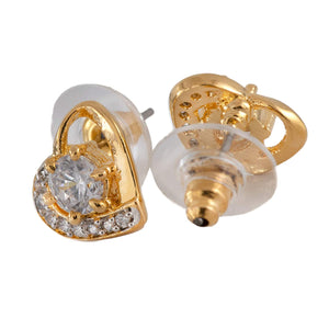Estele Gold Plated American Diamond Heart Shape D-sire Stud Earrings for women