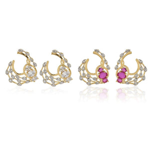 Estele Valentines Day Jewellery Earrings - Gold Plated Alloy Metal Pink & White American Diamond Stone Stone Stud Earrings For Girls & Women