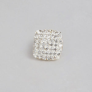 Estele Gold and Silver Plated American Diamond Square Calotropis Stud Earrings for Women,