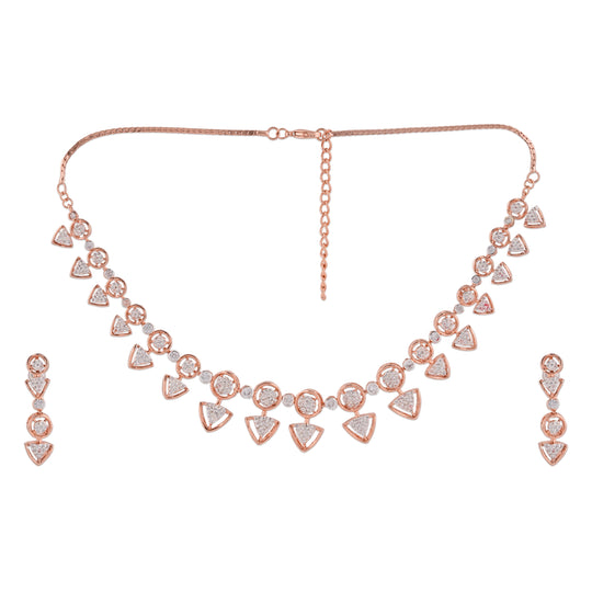 Estele Rose Gold Plated CZ Gorgeous Necklace Set for Women