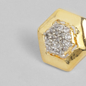 Estele   Gold and Silver Plated American Diamond geometric Stud Earrings  for women