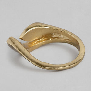 Estele gold plated ring latest design with white stones for women (non adjustable)