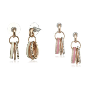 Valentine Gift For Girlfriend/Her - Estele Rose Gold Plated Crystal Studded Hoop Earrings For Girls/Womens