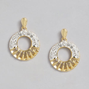 Estele 24 Kt Gold Plated Circular with Austrian Crystals Pendant Set for Women