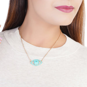 Turquoise Blue Enamel Evil Eye Pendant