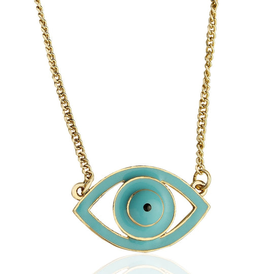 Turquoise Blue Enamel Evil Eye Pendant