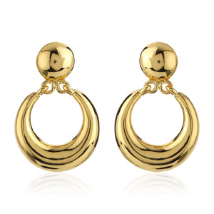 Gold Tone Plated Round Small Drop Earrings