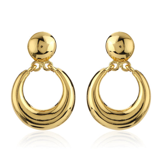 Gold Tone Plated Round Small Drop Earrings