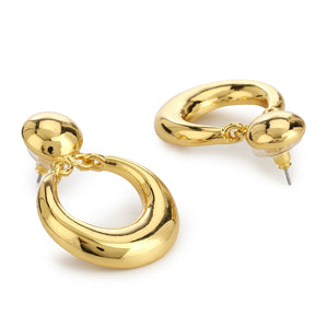 Gold Tone Plated Round Small Drop Earrings