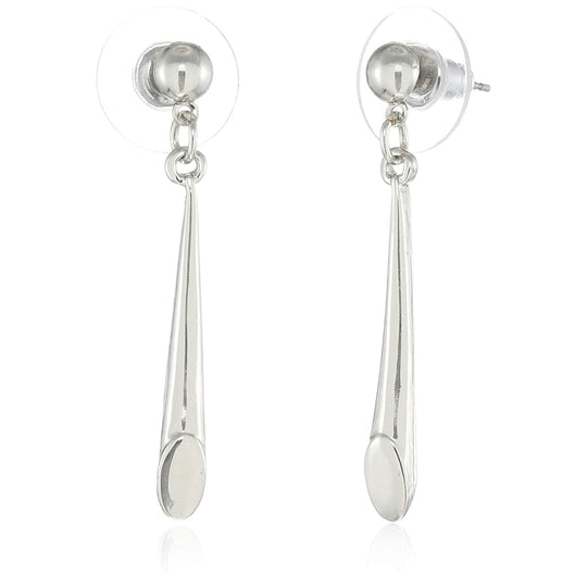 Estele Rhodium Plated Cone Dangle Earrings for women