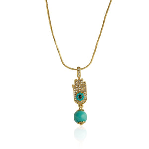 ESTELE gold plated Hamsa Turquoise Pendant for women