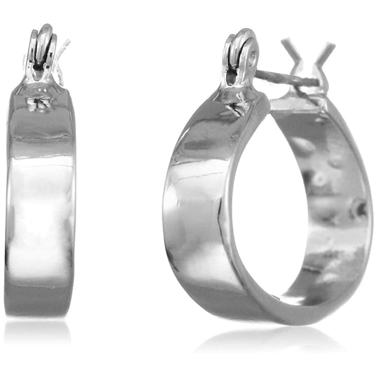 Estele Rhodium Plated Elliptical Hoop Earrings for women