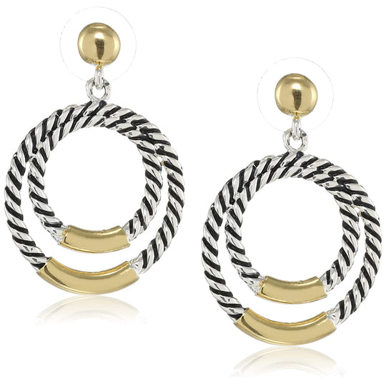 Estele  Gold and Silver Plated Twisted circle  Dangle Earrings for women