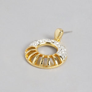 Estele 24 Kt Gold Plated Circular with Austrian Crystals Pendant Set for Women