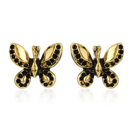 Black Enamel Butterfly Earrings