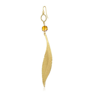 Estele Gold Plated Leaf Designer Dangle Earrings for Women