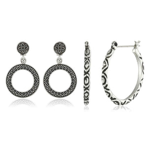 Estele Valentines Day Gift Oxidised Combo Earrings For Girls & Women