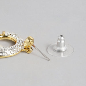 Estele 24 Kt Gold Plated Circular with Austrian Crystals Pendant Set for Women