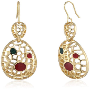 Estele 24 Kt Gold Plated Bubble Cluster Enamel Dangle Earrings  for women