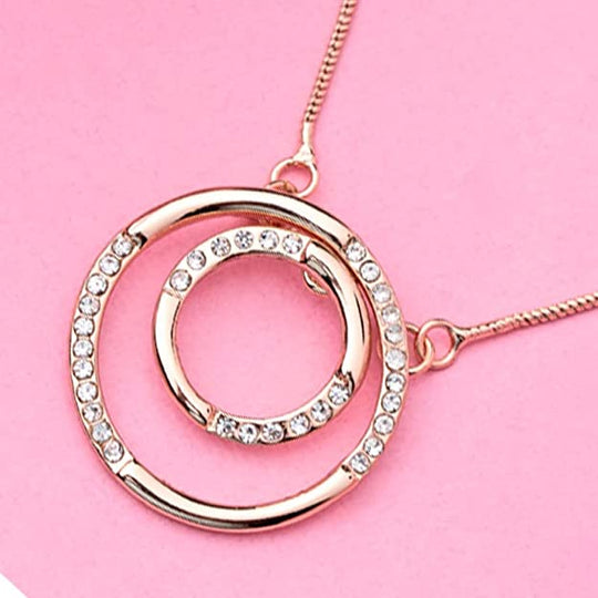 Estele  rosegold chain with trendy double circle shape pendant for women