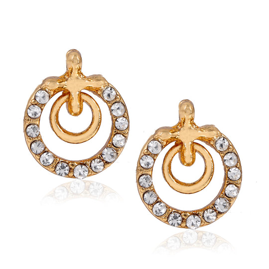 Crystal Gold Plated Queen Stud Earrings
