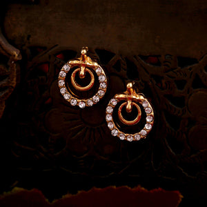 Crystal Gold Plated Queen Stud Earrings