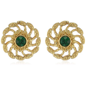 Estele  Gold and Silver Plated Green Chakra Stud Earrings for women
