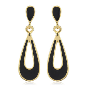 Black Enamel Small Drop Earrings