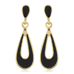 Black Enamel Small Drop Earrings