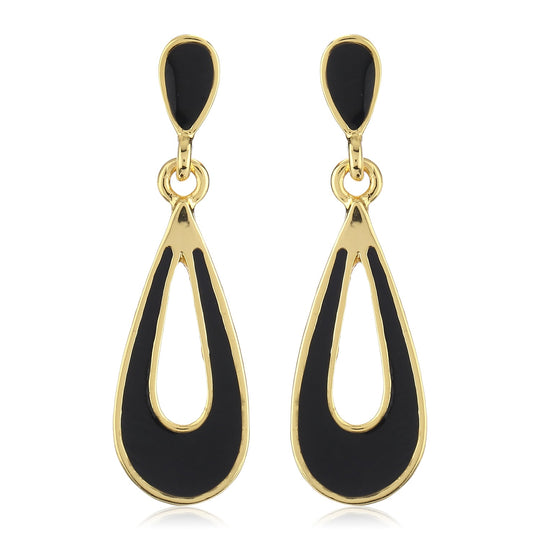 Black Enamel Small Drop Earrings