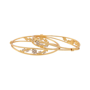 Estele Gold Plated Blooming Designer Bangle with Crystals