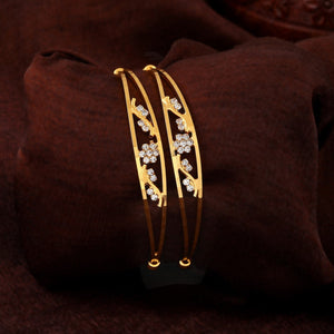 Estele Gold Plated Blooming Designer Bangle with Crystals