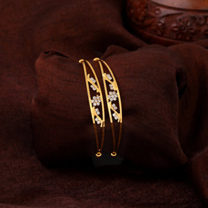 Estele Gold Plated Blooming Designer Bangle with Crystals
