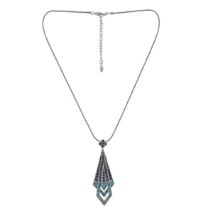 Estele Rhodium Plated Blue Tie  Chain Necklaces