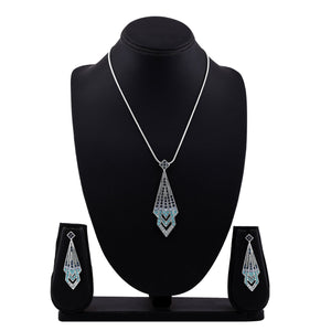 Estele Rhodium Plated Blue Tie  Chain Necklaces