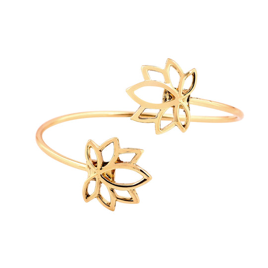 Estele Gold Plated Antique Floret Lotus Bracelet for Women