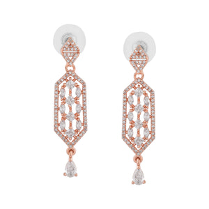 Estele Rose Gold Plated CZ Shimmering Designer Earrings for Women