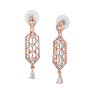 Estele Rose Gold Plated CZ Shimmering Designer Earrings for Women