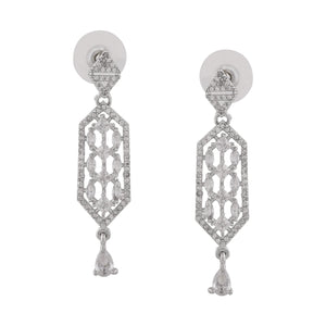 Estele Rhodium Plated CZ Sparkling Designer Earrings for Women