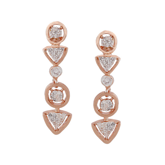 Estele Rose Gold Plated CZ Geometric Designer Earrings for Women