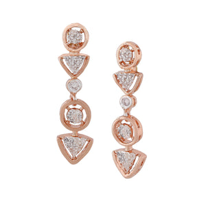 Estele Rose Gold Plated CZ Geometric Designer Earrings for Women