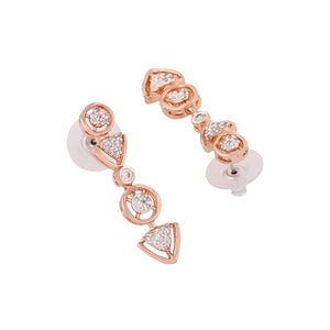 Estele Rose Gold Plated CZ Geometric Designer Earrings for Women