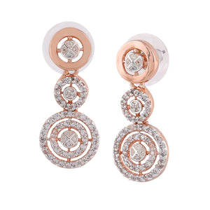 Estele Rose Gold Plated CZ Circular Designer Earrings for Women