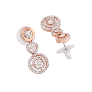 Estele Rose Gold Plated CZ Circular Designer Earrings for Women