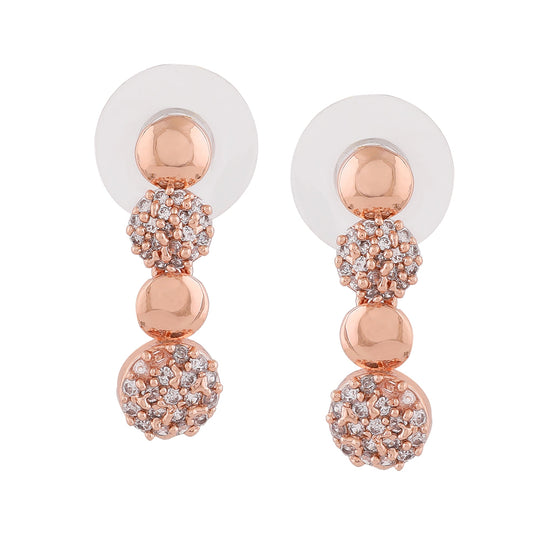 Estele Rose Gold Plated CZ Elegant Designer Earrings for Women