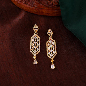 Estele Gold Plated CZ Sparkling Designer Earrings for Women