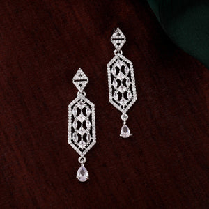 Estele Rhodium Plated CZ Sparkling Designer Earrings for Women