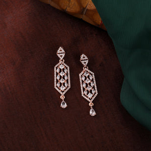 Estele Rose Gold Plated CZ Shimmering Designer Earrings for Women